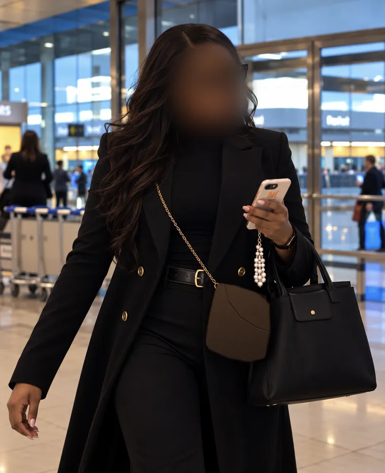 Déplacement professionnel dans un aéroport, visage flouté